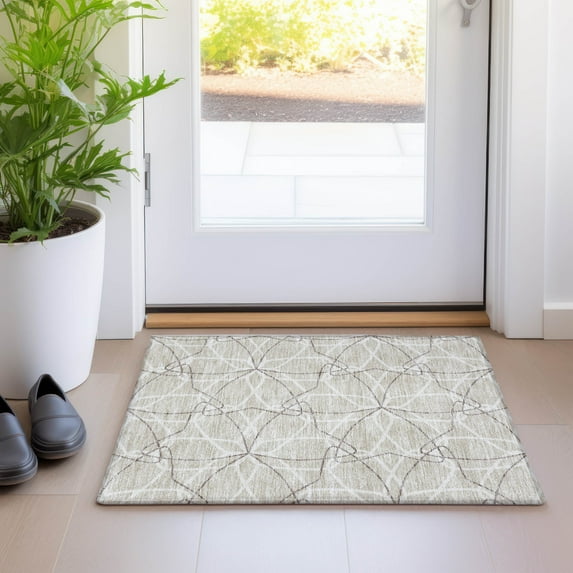 Addison Rugs Chantille Indoor/Outdoor Transitional Geometric Beige Washable Rectangle Rug, 1'8" x 2'6"