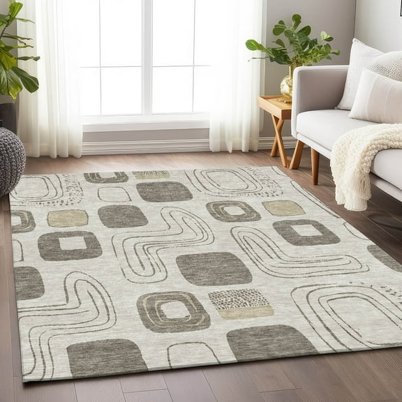 Addison Rugs Chantille Indoor/Outdoor Transitional Geometric Beige Washable Rectangle Rug, 10' x 14'