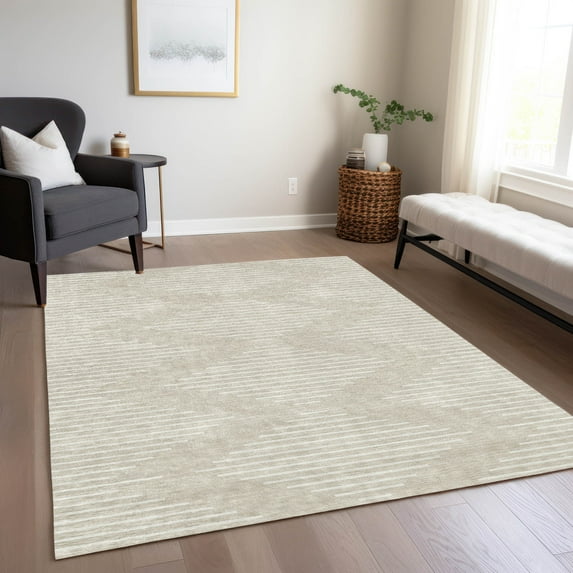 Addison Rugs Chantille Indoor/Outdoor Transitional Geometric Beige Washable Rectangle Rug, 10' x 14'