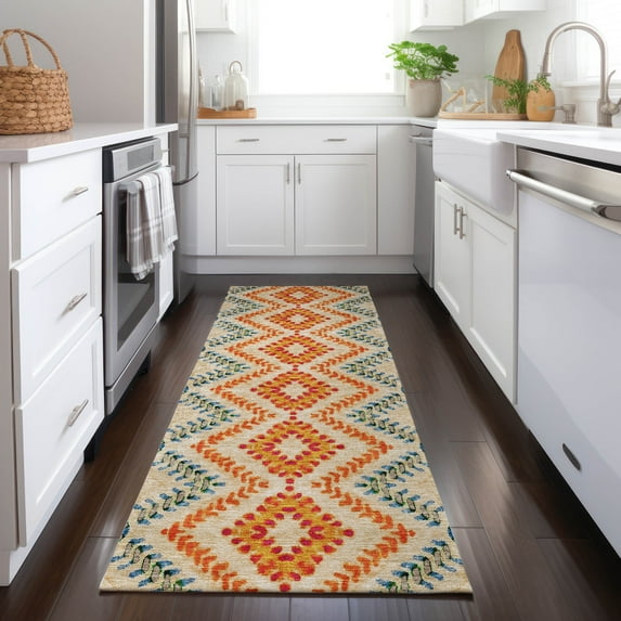 Addison Rugs Chantille Indoor/Outdoor Transitional Geometric Beige Washable Runner Rug, 2'3" x 7'6"