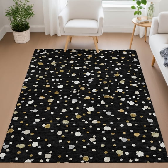 Addison Rugs Chantille Indoor/Outdoor Transitional Geometric Black Machine Washable Rectangle Rug, 3' x 5'