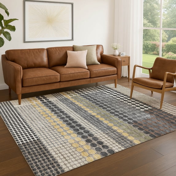 Addison Rugs Chantille Indoor/Outdoor Transitional Geometric Black Machine Washable Rectangle Rug, 8' x 10'