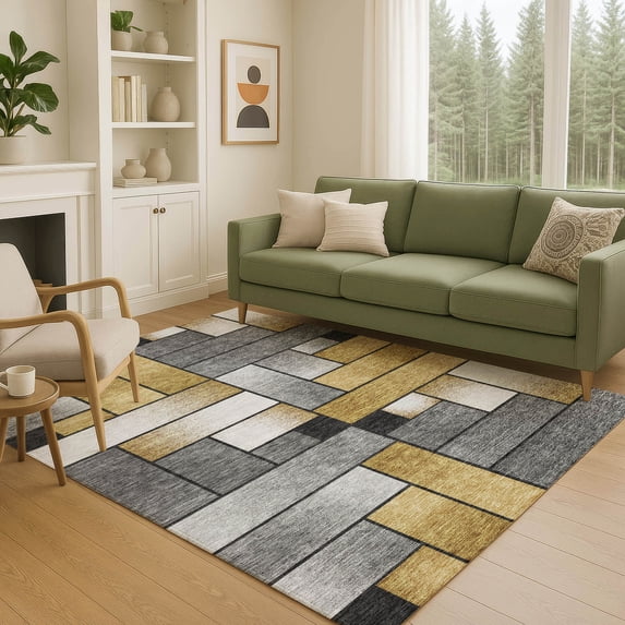 Addison Rugs Chantille Indoor/Outdoor Transitional Geometric Black Machine Washable Rectangle Rug, 9' x 12'