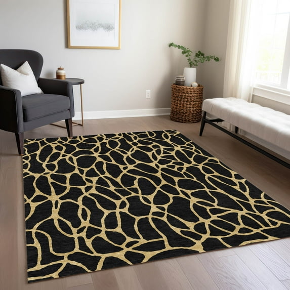 Addison Rugs Chantille Indoor/Outdoor Transitional Geometric Black Washable Rectangle Rug, 2'6" x 3'10"