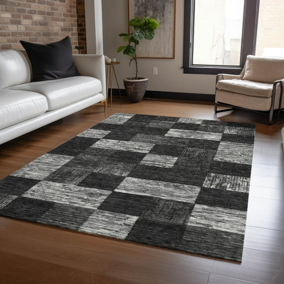 Addison Rugs Chantille Indoor/Outdoor Transitional Geometric Black Washable Rectangle Rug, 8' x 10'