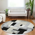 thumbnail image 1 of Addison Rugs Chantille Indoor/Outdoor Transitional Geometric Black Washable Round Rug, 8' x 8', 1 of 6