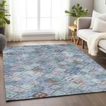 Addison Rugs Chantille Indoor/Outdoor Transitional Geometric Blue Washable Rectangle Rug, 10' x 14'