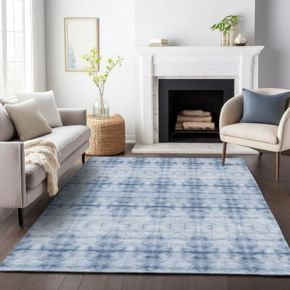 Addison Rugs Chantille Indoor/Outdoor Transitional Geometric Blue Washable Rectangle Rug, 5' x 7'6"