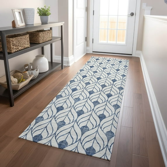 Addison Rugs Chantille Indoor/Outdoor Transitional Geometric Blue Washable Runner Rug, 2'3" x 7'6"