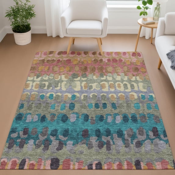 Addison Rugs Chantille Indoor/Outdoor Transitional Geometric Blush Machine Washable Rectangle Rug, 10' x 14'