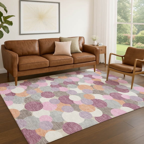 Addison Rugs Chantille Indoor/Outdoor Transitional Geometric Blush Machine Washable Rectangle Rug, 5' x 7'6"