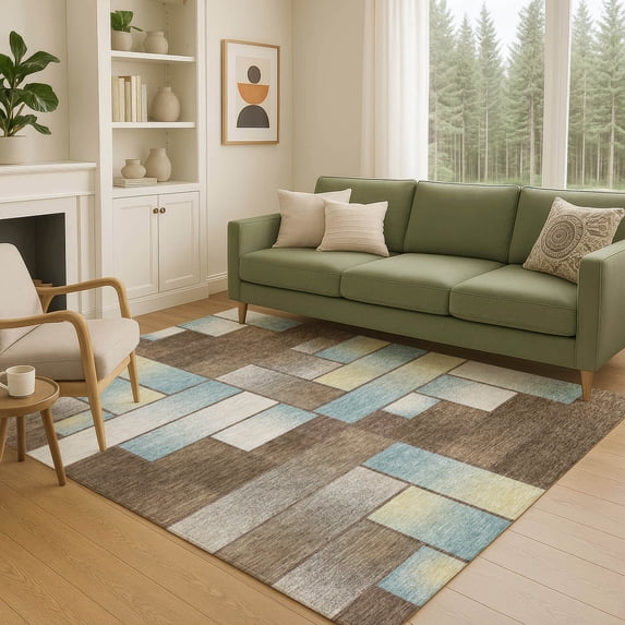 Addison Rugs Chantille Indoor/Outdoor Transitional Geometric Brown Machine Washable Rectangle Rug, 5' x 7'6"