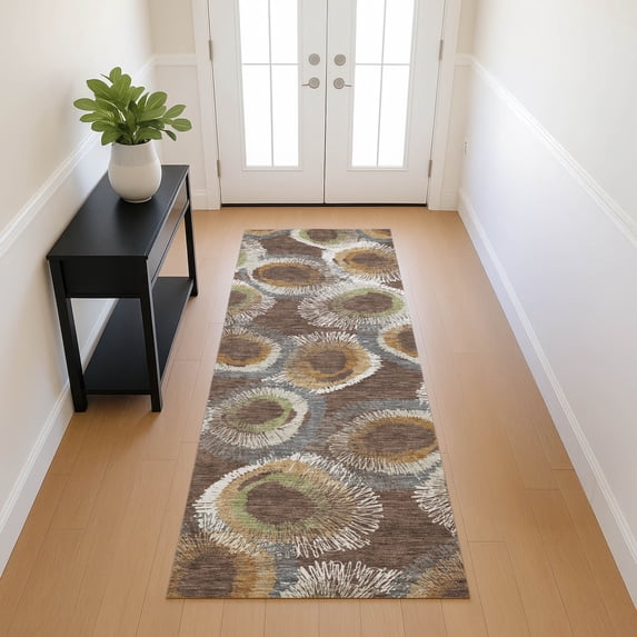 Addison Rugs Chantille Indoor/Outdoor Transitional Geometric Brown Machine Washable Runner Rug, 2'3" x 7'6"