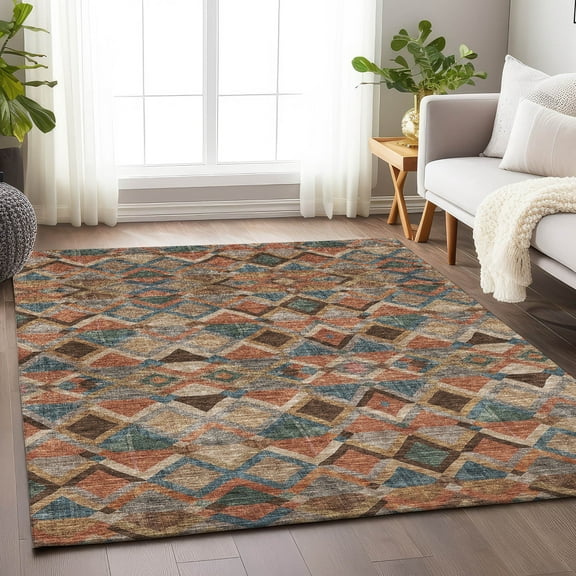 Addison Rugs Chantille Indoor/Outdoor Transitional Geometric Brown Washable Rectangle Rug, 10' x 14'