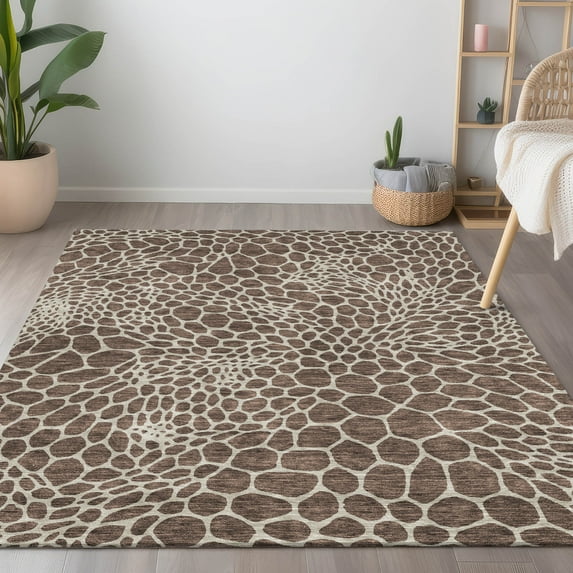 Addison Rugs Chantille Indoor/Outdoor Transitional Geometric Brown Washable Rectangle Rug, 3' x 5'