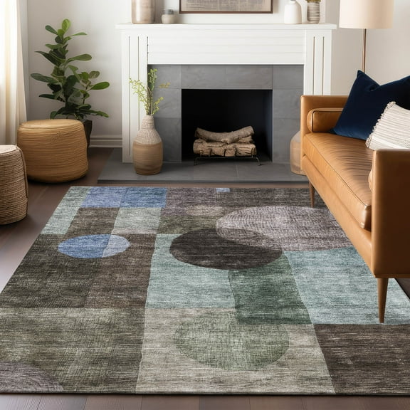 Addison Rugs Chantille Indoor/Outdoor Transitional Geometric Brown Washable Rectangle Rug, 3' x 5'