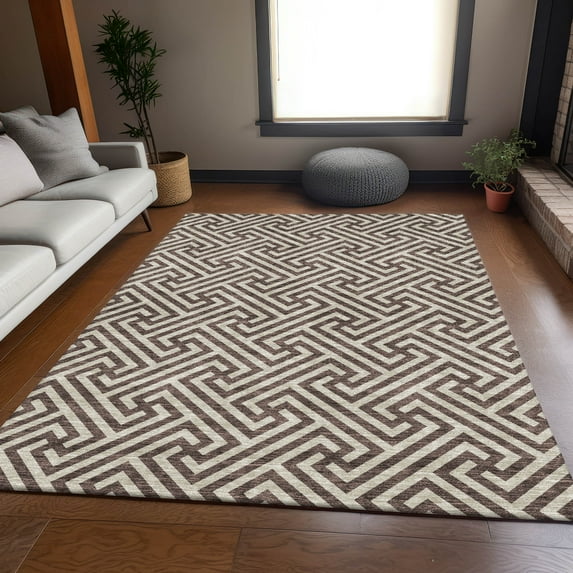 Addison Rugs Chantille Indoor/Outdoor Transitional Geometric Brown Washable Rectangle Rug, 8' x 10'