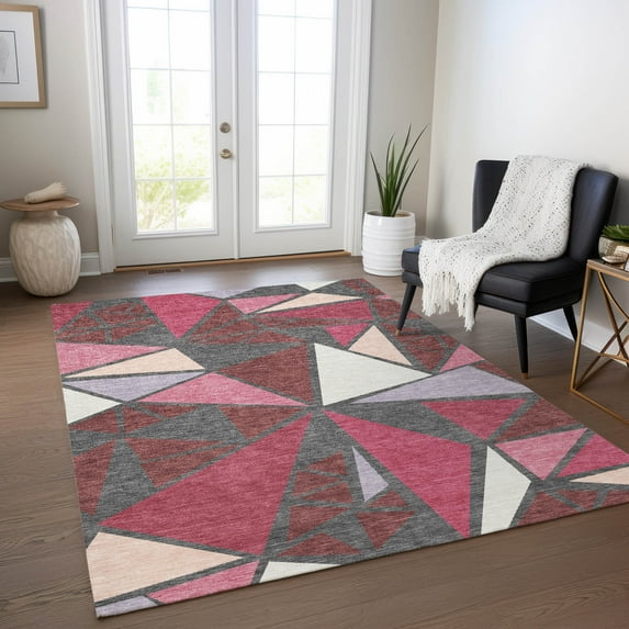 Addison Rugs Chantille Indoor/Outdoor Transitional Geometric Burgundy Washable Rectangle Rug, 2'6" x 3'10"