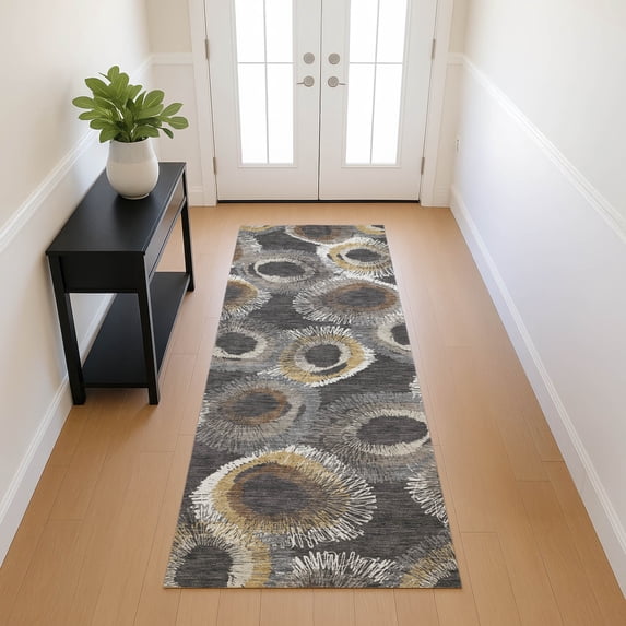 Addison Rugs Chantille Indoor/Outdoor Transitional Geometric Charcoal Machine Washable Runner Rug, 2'3" x 7'6"