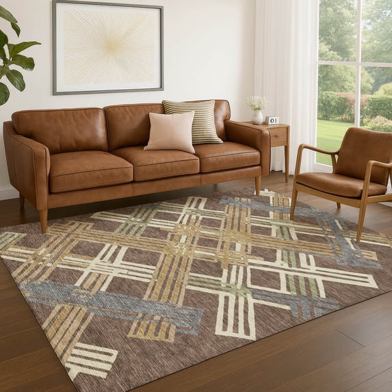 Addison Rugs Chantille Indoor/Outdoor Transitional Geometric Chocolate Machine Washable Rectangle Rug, 10' x 14'