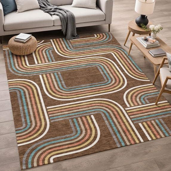 Addison Rugs Chantille Indoor/Outdoor Transitional Geometric Chocolate Machine Washable Rectangle Rug, 3' x 5'