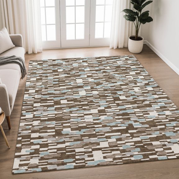 Addison Rugs Chantille Indoor/Outdoor Transitional Geometric Chocolate Machine Washable Rectangle Rug, 5' x 7'6"