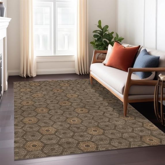 Addison Rugs Chantille Indoor/Outdoor Transitional Geometric Chocolate Machine Washable Rectangle Rug, 9' x 12'