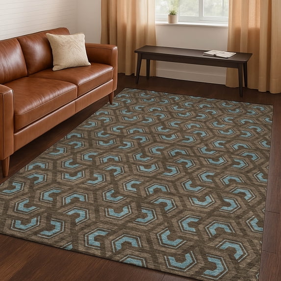 Addison Rugs Chantille Indoor/Outdoor Transitional Geometric Chocolate Machine Washable Rectangle Rug, 9' x 12'