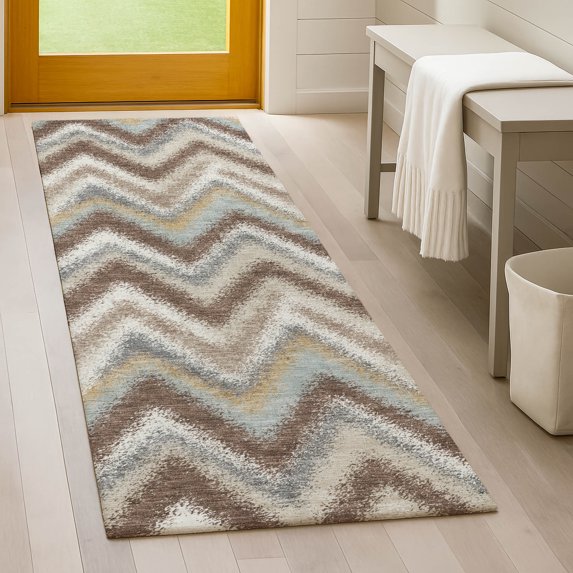 Addison Rugs Chantille Indoor/Outdoor Transitional Geometric Chocolate Machine Washable Runner Rug, 2'3" x 7'6"