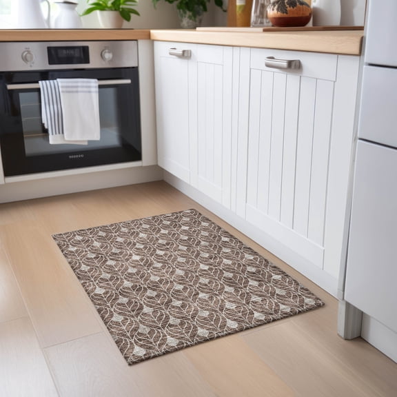 Addison Rugs Chantille Indoor/Outdoor Transitional Geometric Chocolate Washable Rectangle Rug, 1'8" x 2'6"