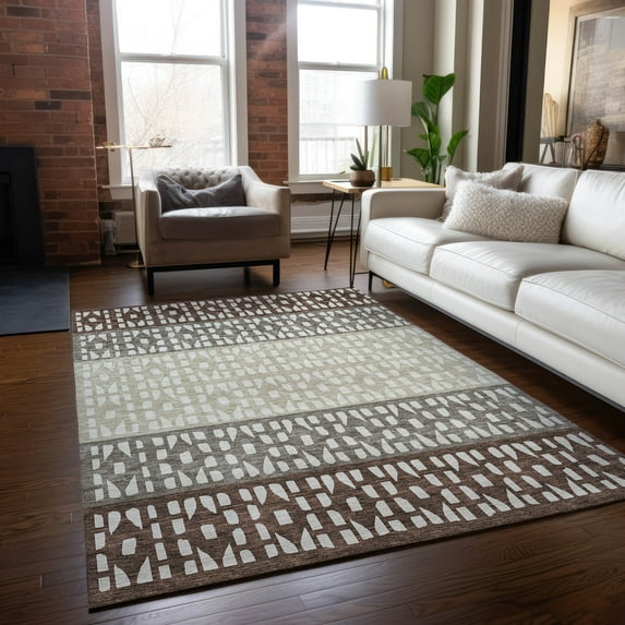 Addison Rugs Chantille Indoor/Outdoor Transitional Geometric Chocolate Washable Rectangle Rug, 10' x 14'
