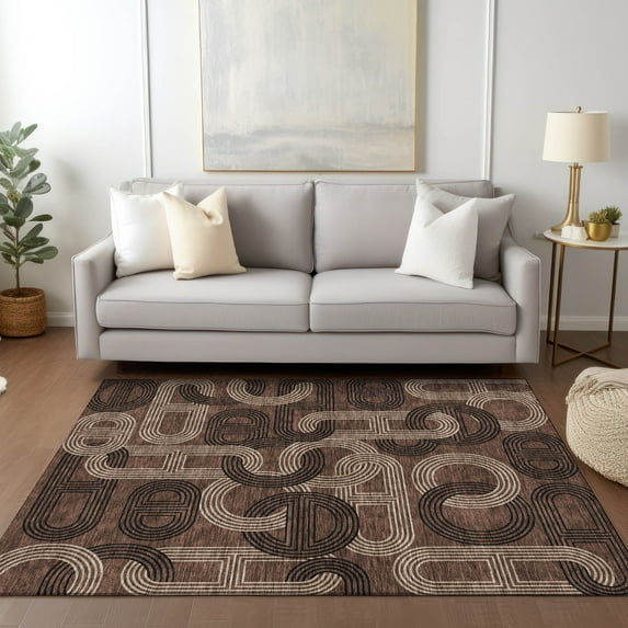 Addison Rugs Chantille Indoor/Outdoor Transitional Geometric Chocolate Washable Rectangle Rug, 10' x 14'