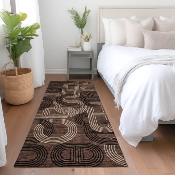 Addison Rugs Chantille Indoor/Outdoor Transitional Geometric Chocolate Washable Runner Rug, 2'3" x 7'6"