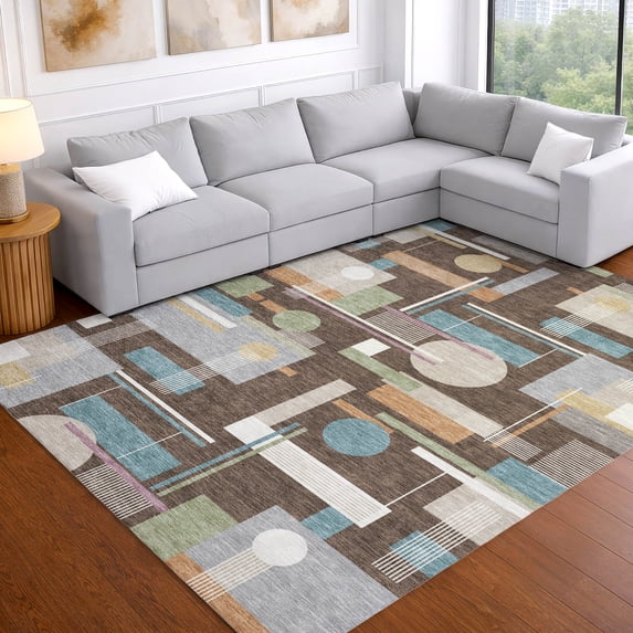 Addison Rugs Chantille Indoor/Outdoor Transitional Geometric Coffee Machine Washable Rectangle Rug, 10' x 14'