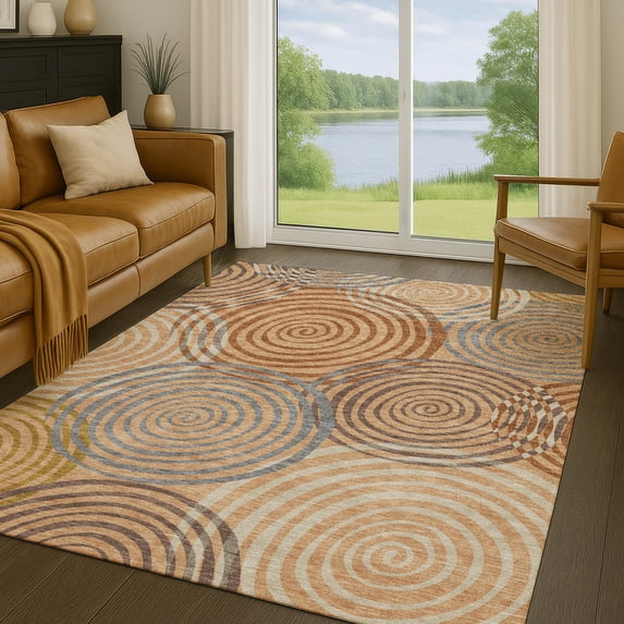 Addison Rugs Chantille Indoor/Outdoor Transitional Geometric Copper Machine Washable Rectangle Rug, 8' x 10'