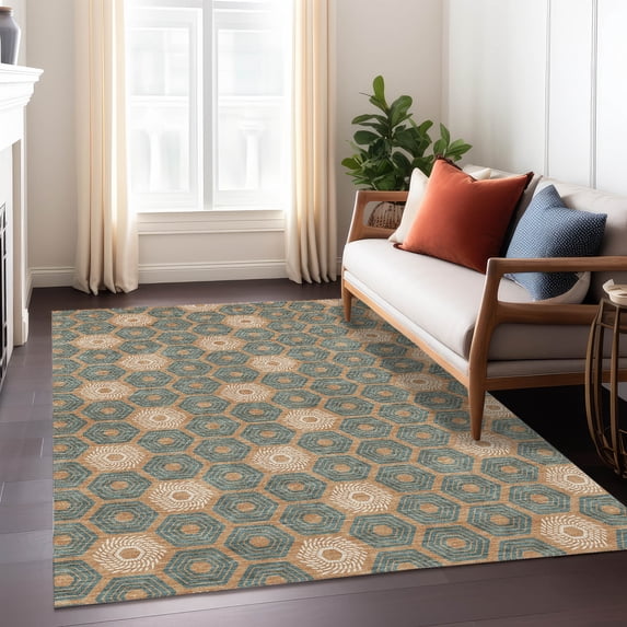 Addison Rugs Chantille Indoor/Outdoor Transitional Geometric Copper Machine Washable Rectangle Rug, 9' x 12'