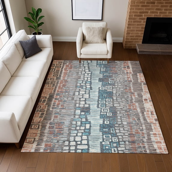 Addison Rugs Chantille Indoor/Outdoor Transitional Geometric Copper Machine Washable Rectangle Rug, 9' x 12'