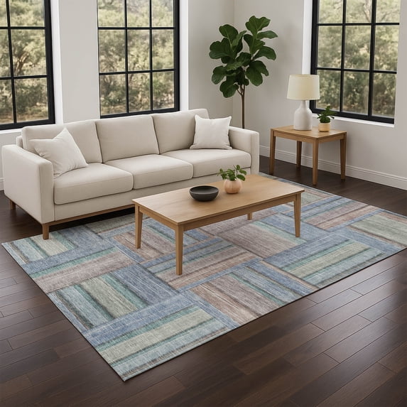 Addison Rugs Chantille Indoor/Outdoor Transitional Geometric Denim Machine Washable Rectangle Rug, 3' x 5'