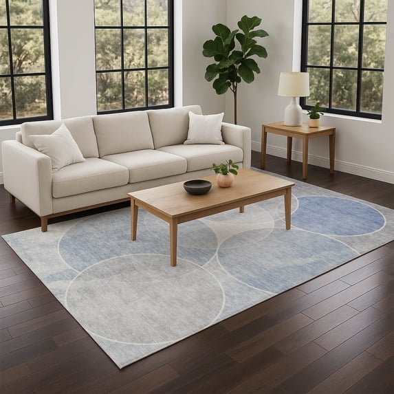 Addison Rugs Chantille Indoor/Outdoor Transitional Geometric Denim Machine Washable Rectangle Rug, 9' x 12'