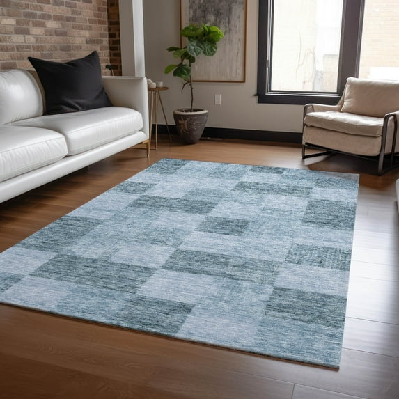 Addison Rugs Chantille Indoor/Outdoor Transitional Geometric Denim Washable Rectangle Rug, 8' x 10'