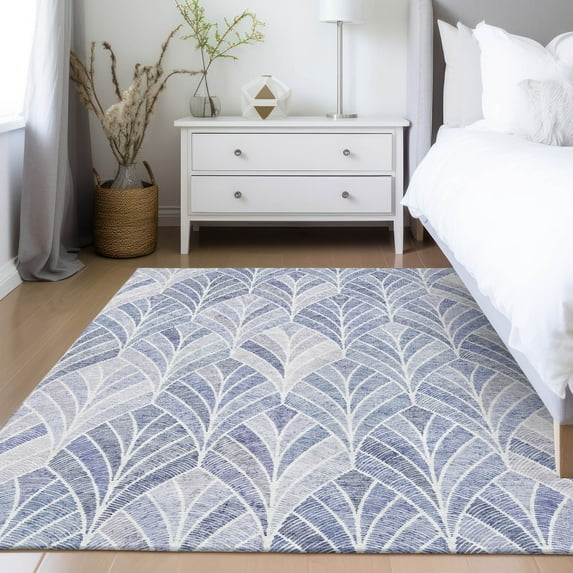 Addison Rugs Chantille Indoor/Outdoor Transitional Geometric Denim Washable Rectangle Rug, 9' x 12'
