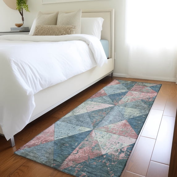 Addison Rugs Chantille Indoor/Outdoor Transitional Geometric Denim Washable Runner Rug, 2'3" x 7'6"
