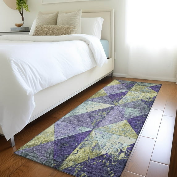 Addison Rugs Chantille Indoor/Outdoor Transitional Geometric Eggplant Washable Runner Rug, 2'3" x 7'6"