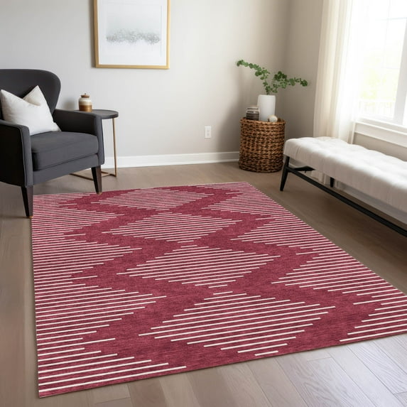 Addison Rugs Chantille Indoor/Outdoor Transitional Geometric Garnet Washable Rectangle Rug, 3' x 5'