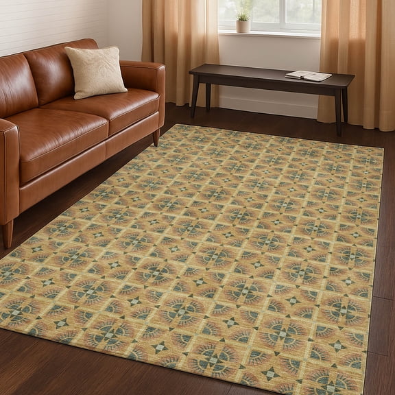 Addison Rugs Chantille Indoor/Outdoor Transitional Geometric Gold Machine Washable Rectangle Rug, 3' x 5'