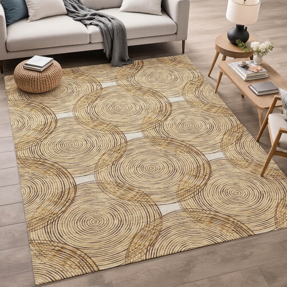 Addison Rugs Chantille Indoor/Outdoor Transitional Geometric Gold Machine Washable Rectangle Rug, 3' x 5'
