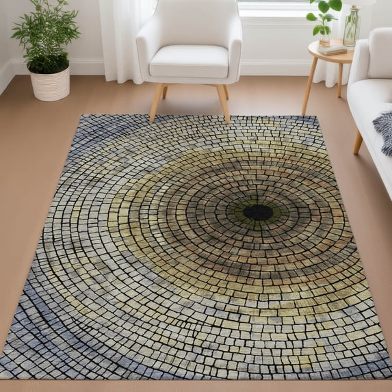 Addison Rugs Chantille Indoor/Outdoor Transitional Geometric Gold Machine Washable Rectangle Rug, 9' x 12'