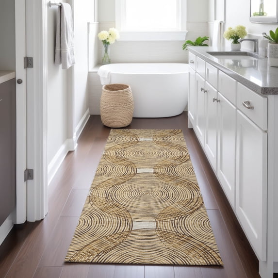 Addison Rugs Chantille Indoor/Outdoor Transitional Geometric Gold Machine Washable Runner Rug, 2'3" x 7'6"