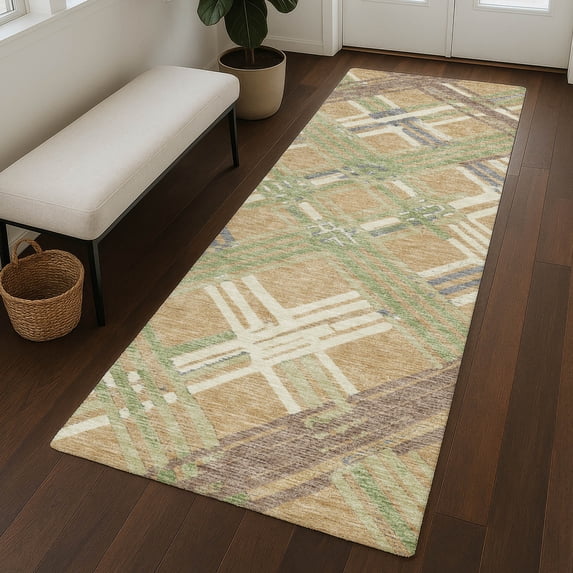 Addison Rugs Chantille Indoor/Outdoor Transitional Geometric Gold Machine Washable Runner Rug, 2'3" x 7'6"