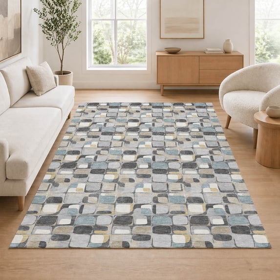 Addison Rugs Chantille Indoor/Outdoor Transitional Geometric Gray Machine Washable Rectangle Rug, 3' x 5'